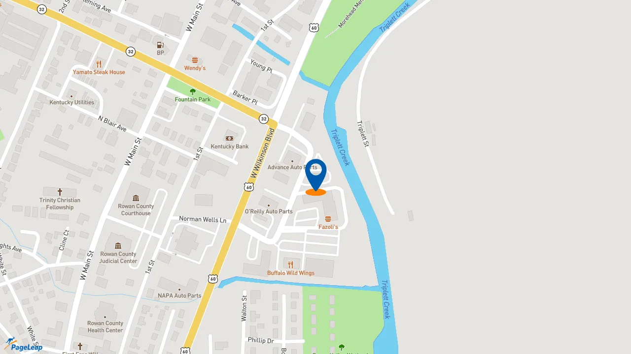 https://pageleap.com map showing location of KFC in Morehead.