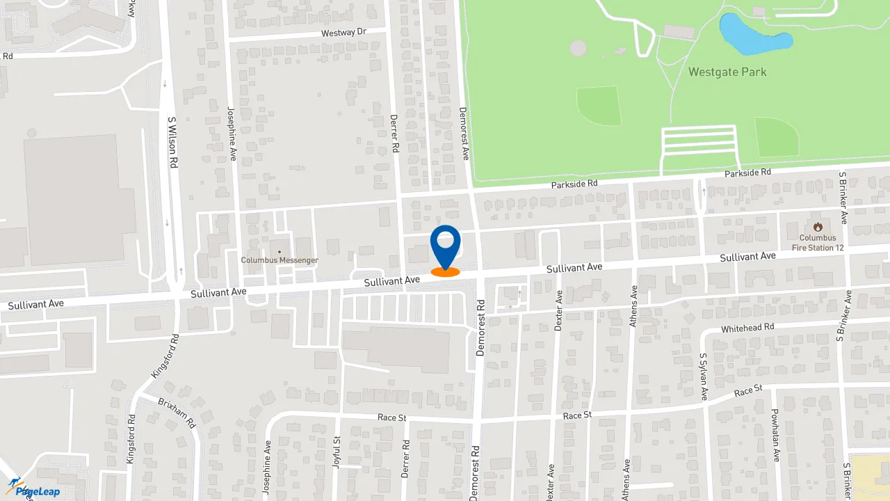 https://pageleap.com map showing location of KFC in Columbus.