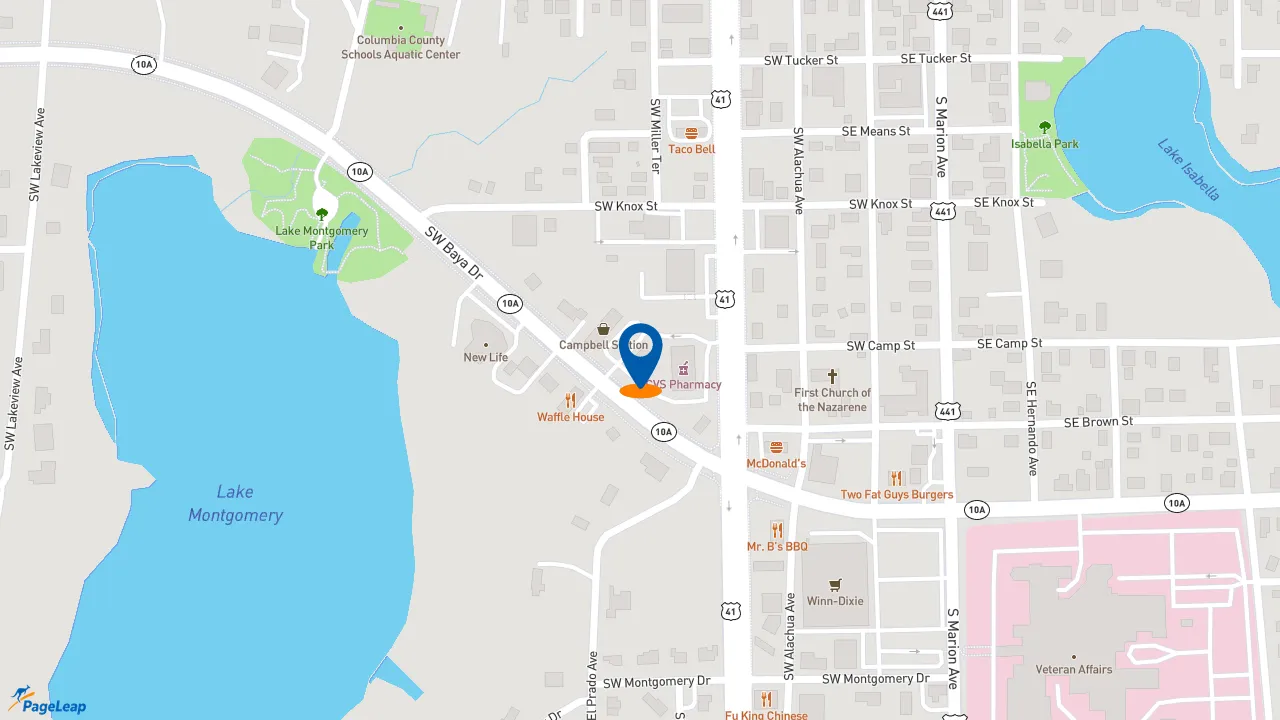 https://pageleap.com map showing location of KFC in Lake City.