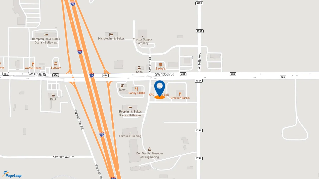 https://pageleap.com map showing location of KFC in Ocala.
