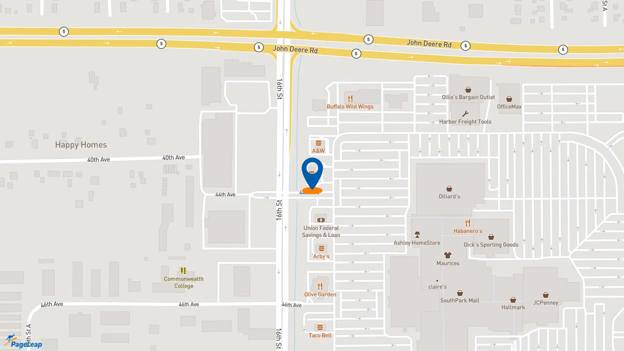 https://pageleap.com map showing location of KFC in Moline.