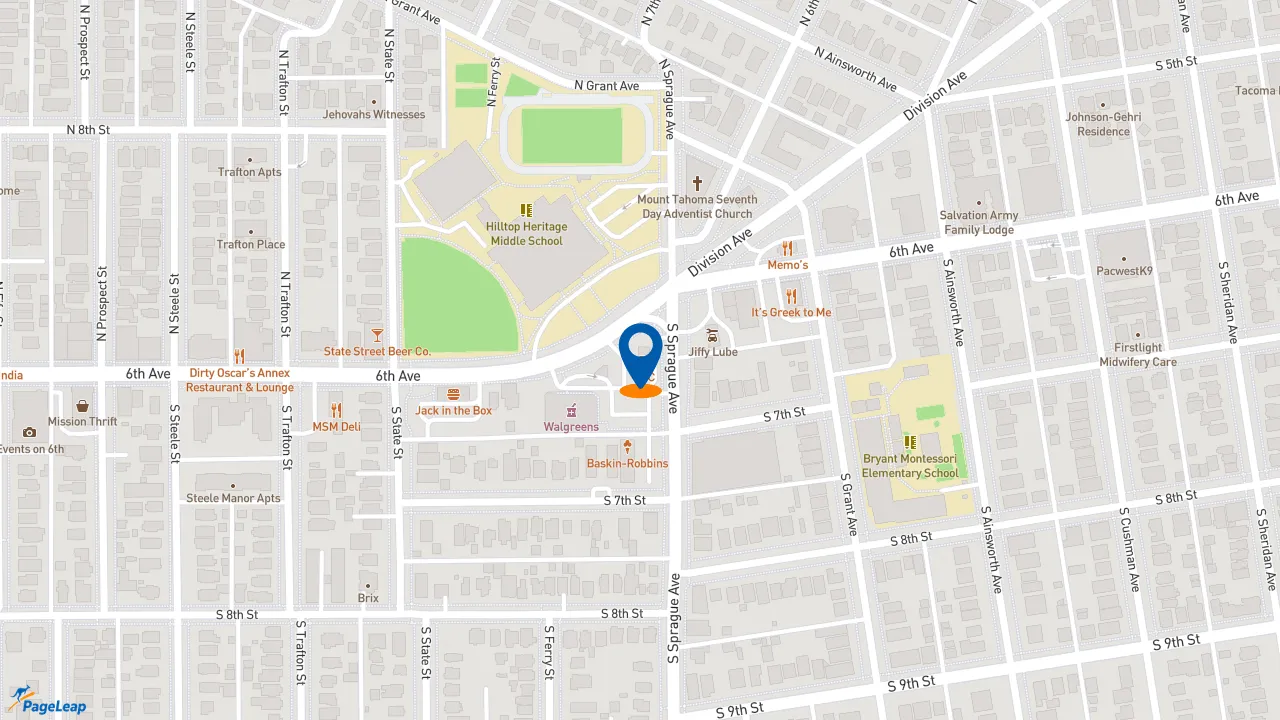https://pageleap.com map showing location of KFC in Tacoma.