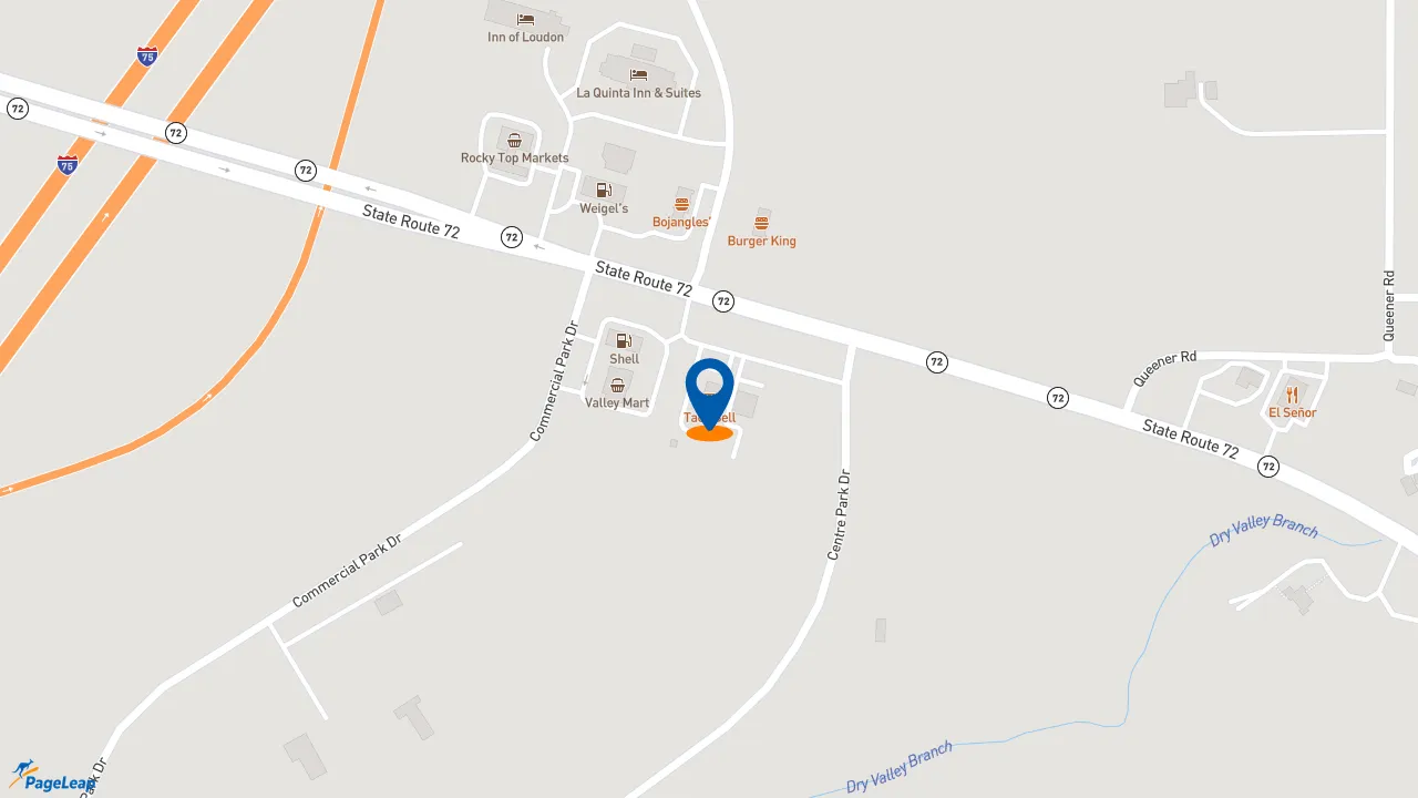 https://pageleap.com map showing location of KFC in Loudon.