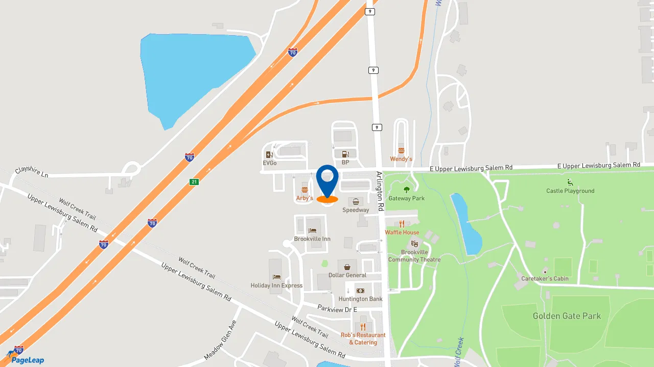 https://pageleap.com map showing location of KFC in Brookville.