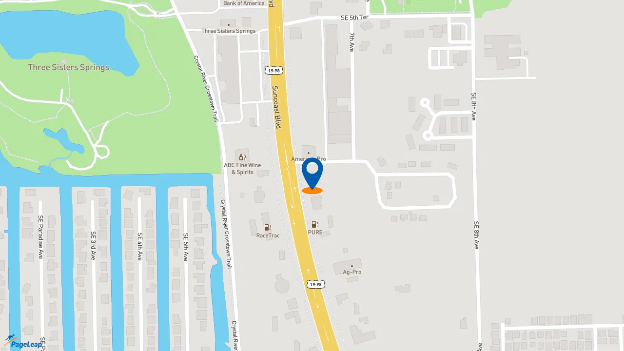 https://pageleap.com map showing location of KFC in Crystal River.