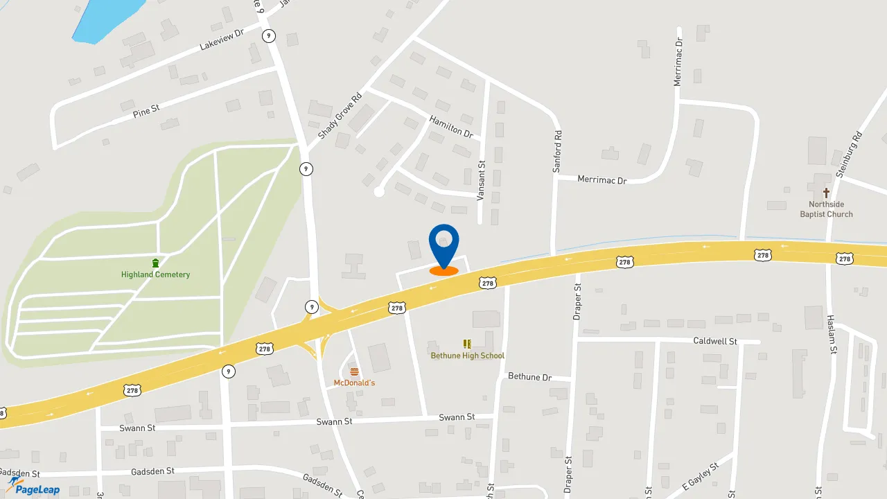 https://pageleap.com map showing location of KFC in Piedmont.