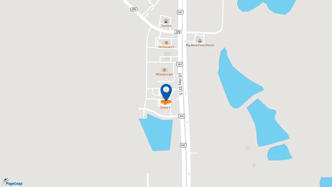 https://pageleap.com map showing location of KFC in De Funiak Springs.