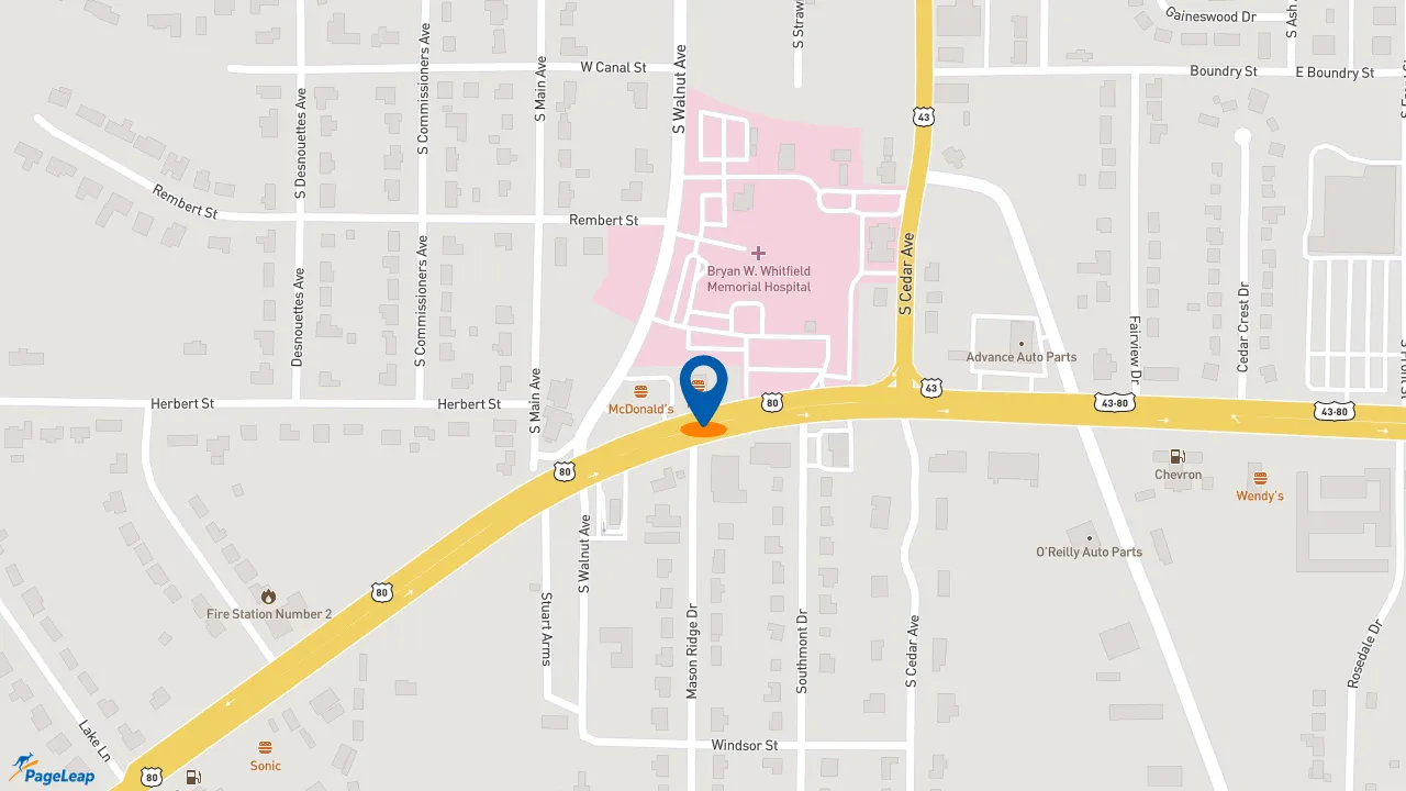 https://pageleap.com map showing location of KFC in Demopolis.