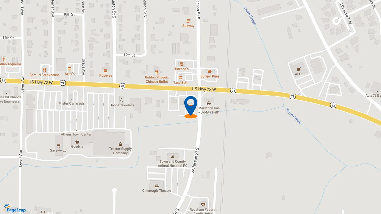 https://pageleap.com map showing location of KFC in Athens.