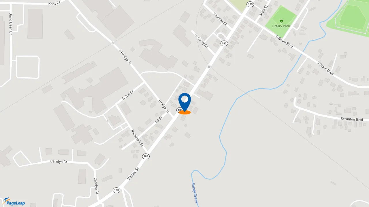 https://pageleap.com map showing location of KFC in Minerva.