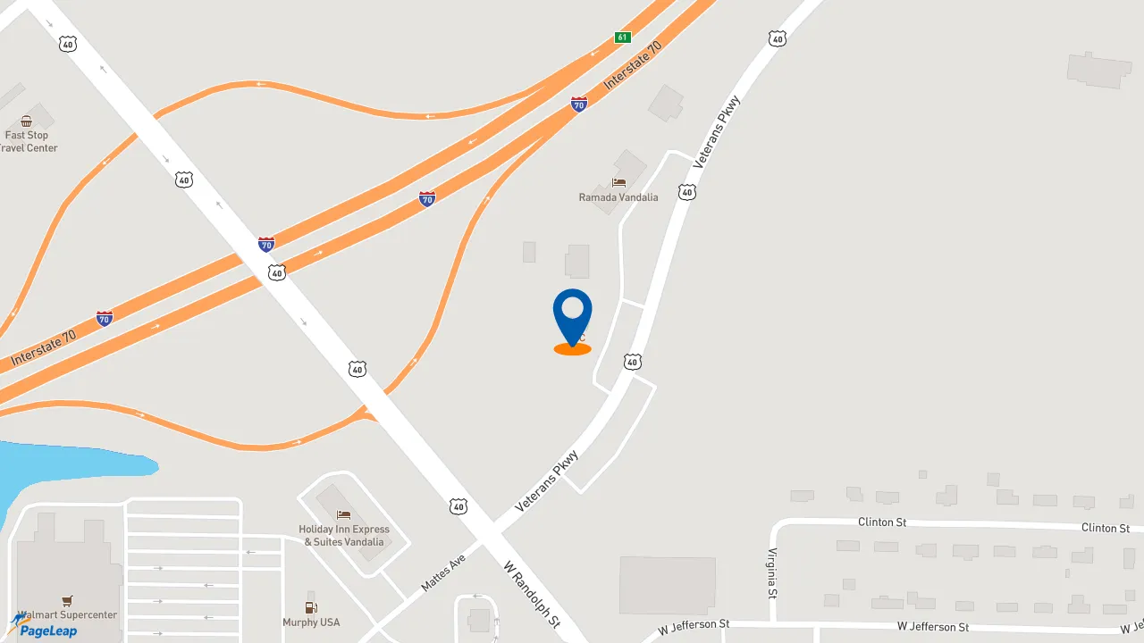 https://pageleap.com map showing location of KFC in Vandalia.