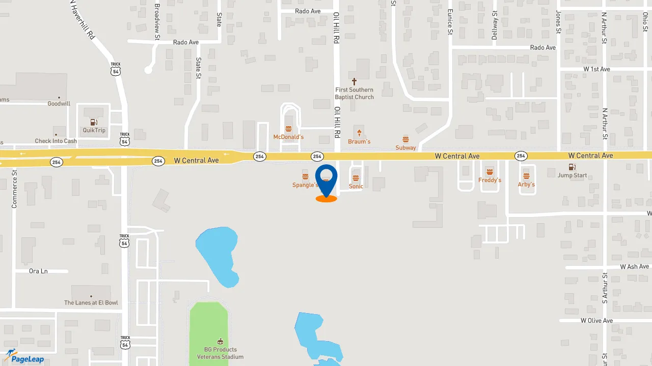 https://pageleap.com map showing location of KFC in El Dorado.