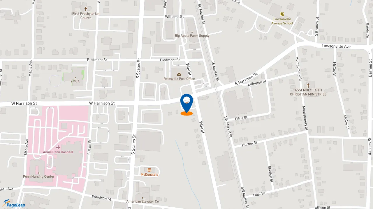 https://pageleap.com map showing location of KFC in Reidsville.