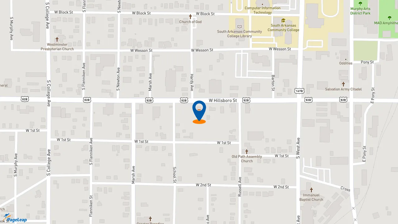https://pageleap.com map showing location of KFC in El Dorado.