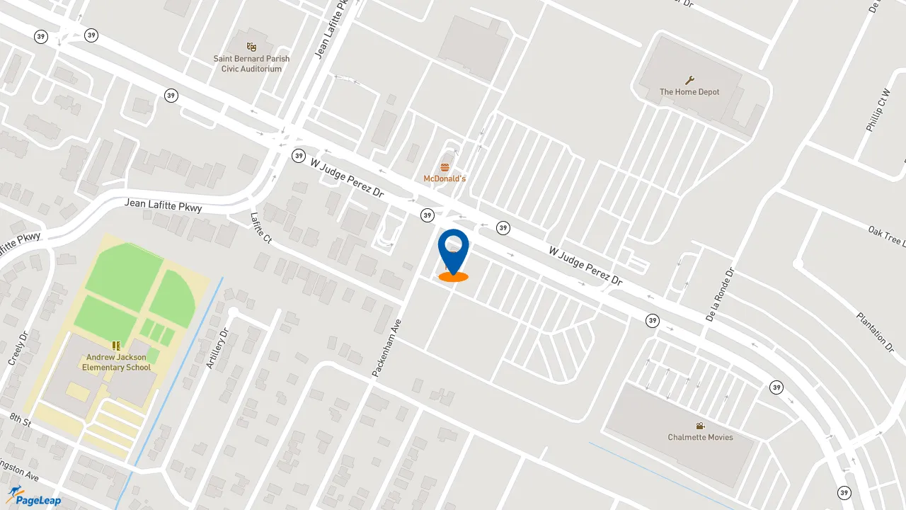 https://pageleap.com map showing location of KFC in Chalmette.
