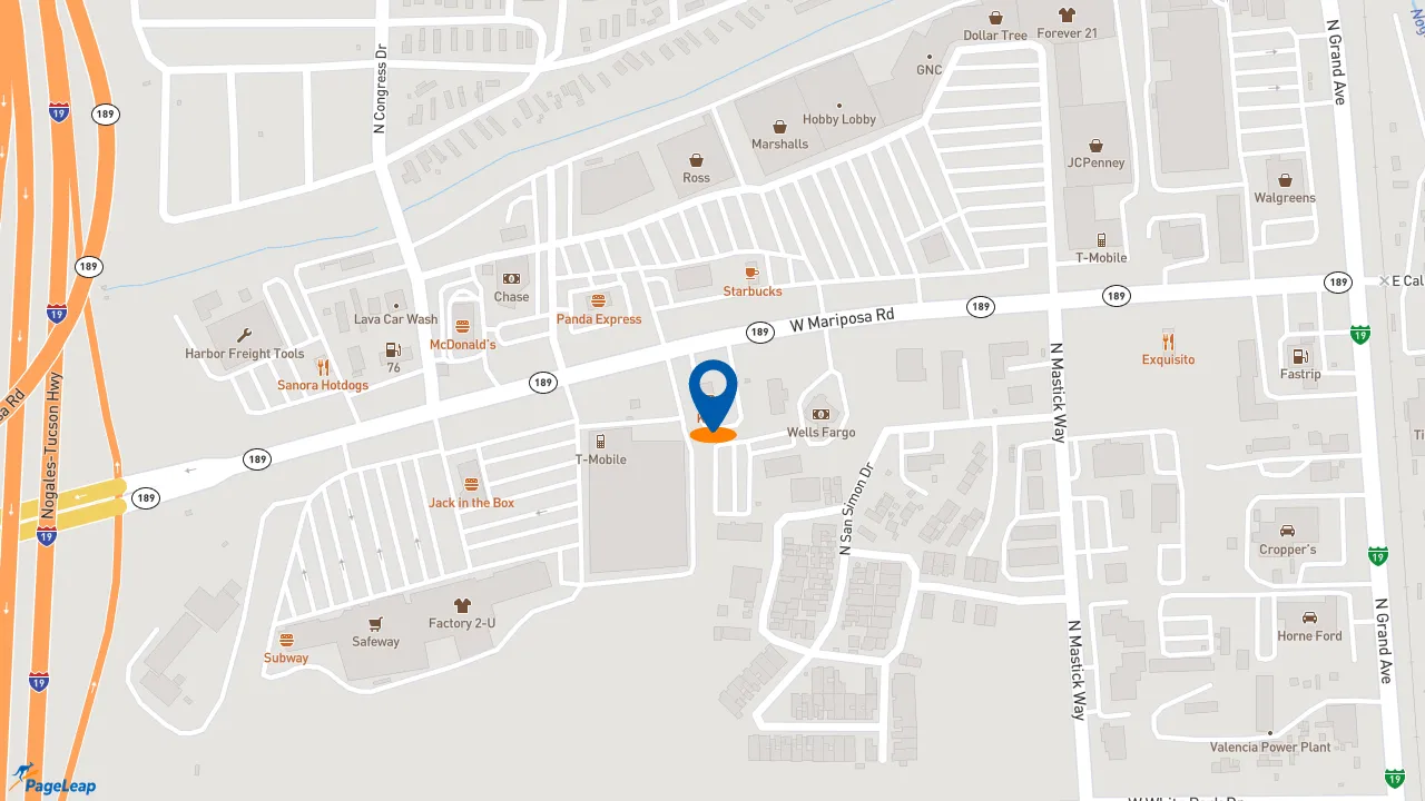 https://pageleap.com map showing location of KFC in Nogales.