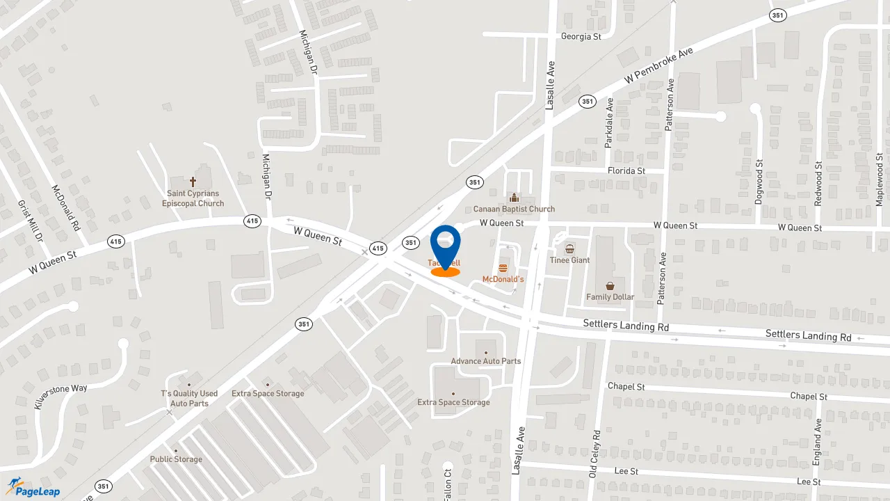 https://pageleap.com map showing location of KFC in Hampton.