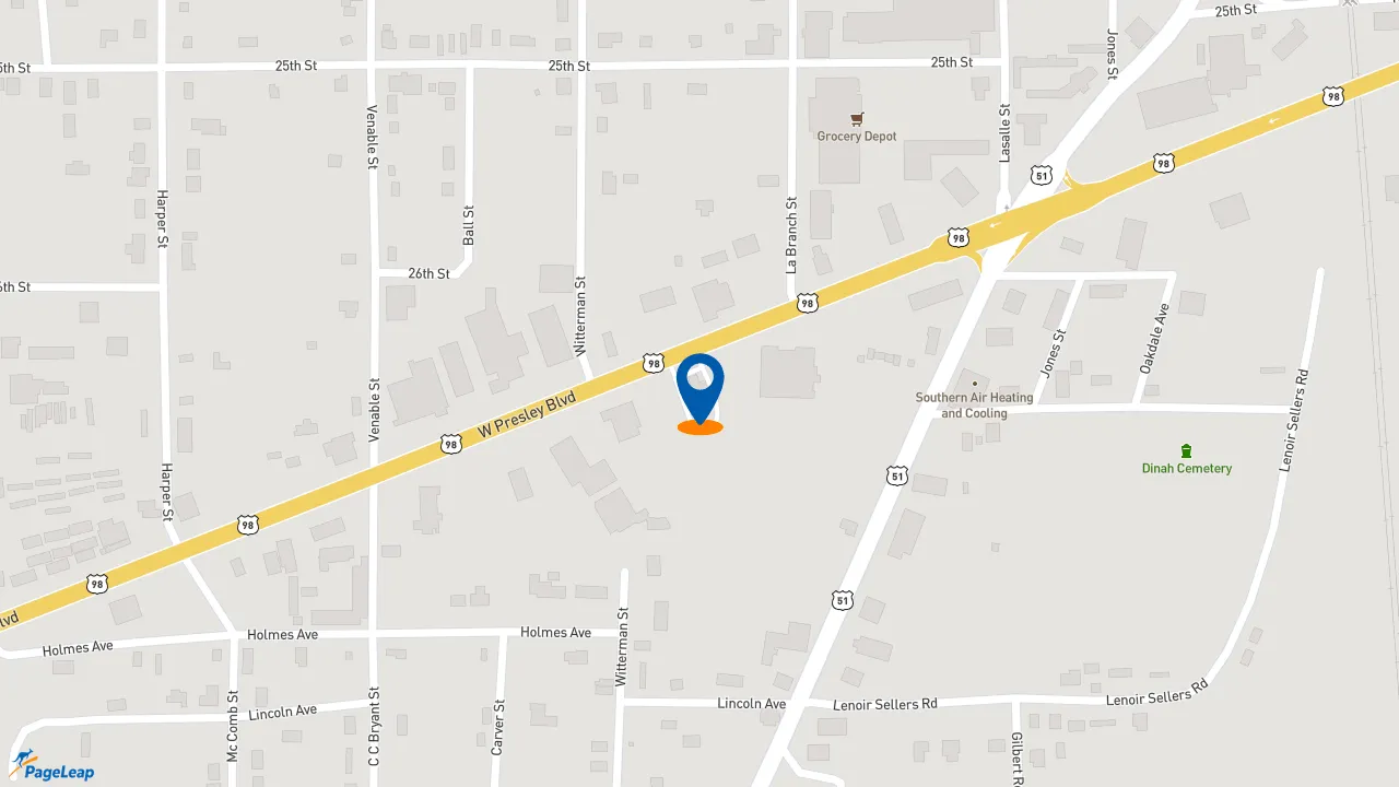 https://pageleap.com map showing location of KFC in Mccomb.