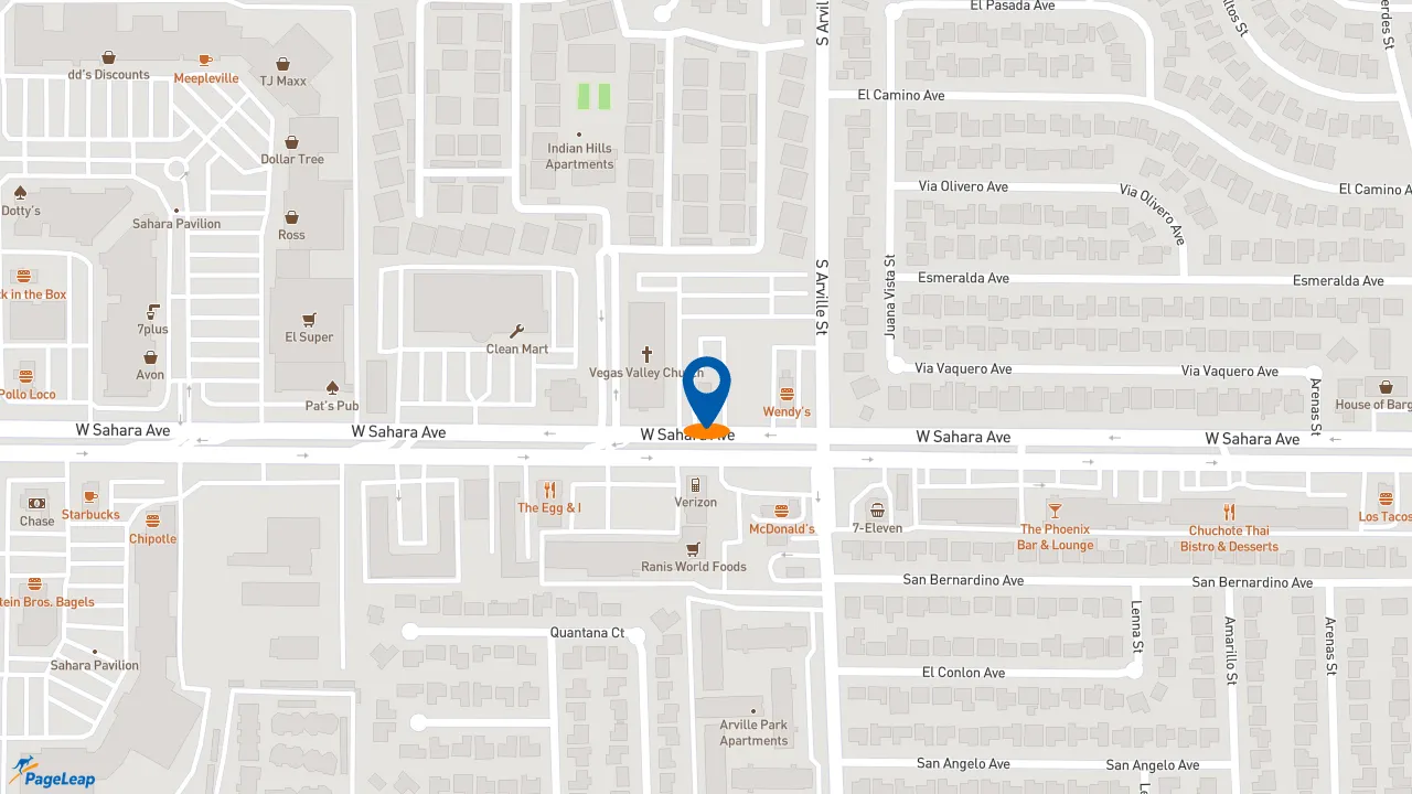 https://pageleap.com map showing location of KFC in Las Vegas.