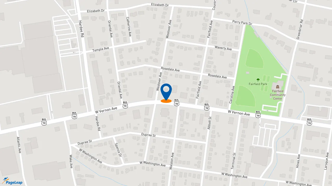 https://pageleap.com map showing location of KFC in Kinston.