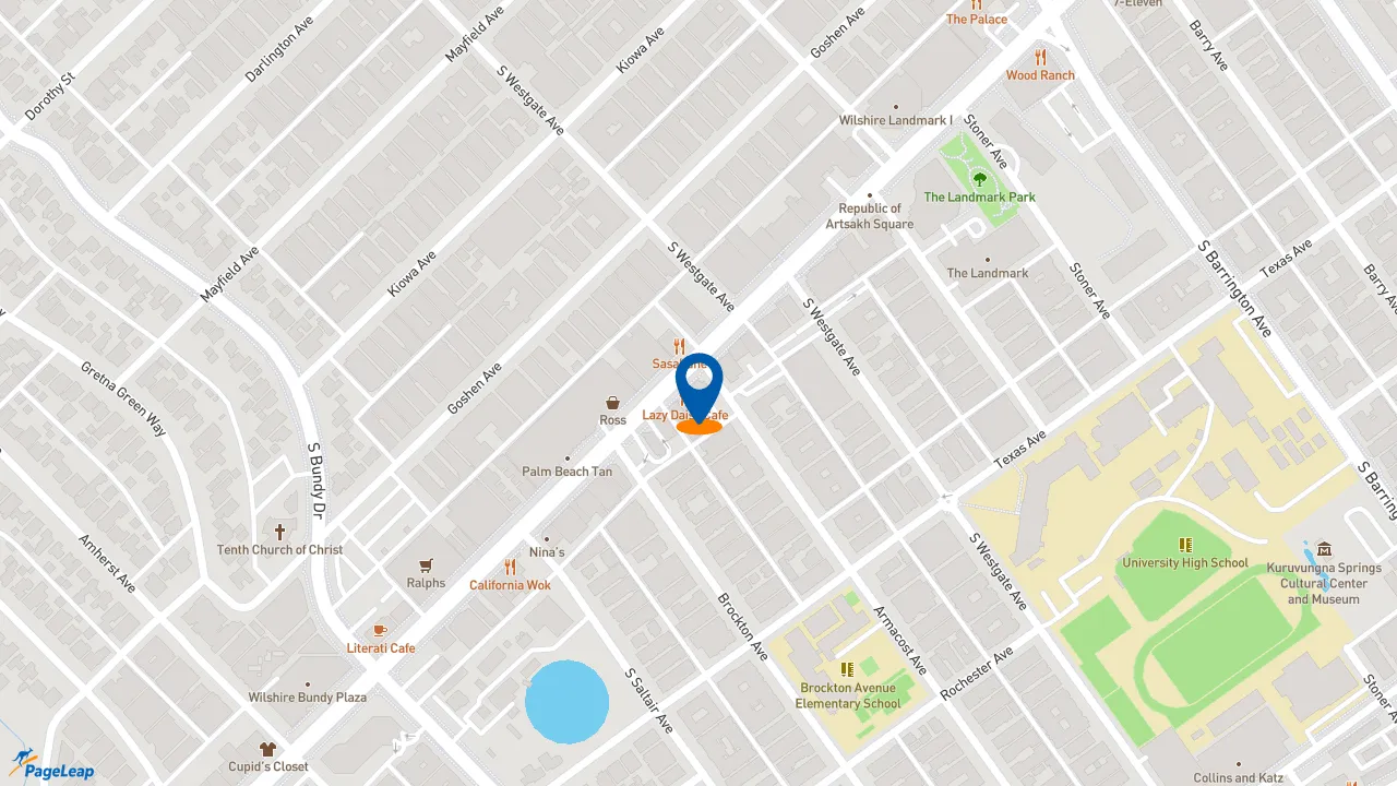 https://pageleap.com map showing location of KFC in Los Angeles.