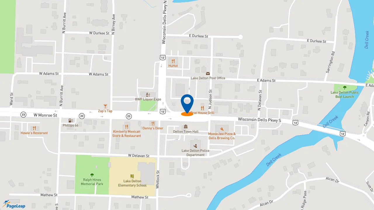https://pageleap.com map showing location of KFC in Lake Delton.