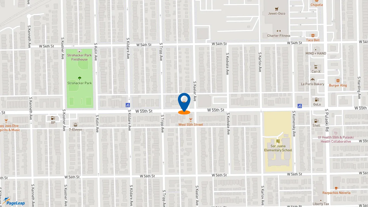 https://pageleap.com map showing location of KFC in Chicago.