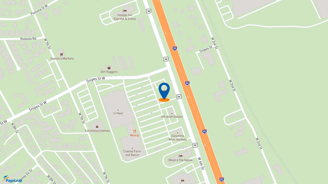https://pageleap.com map showing location of KFC in The Dalles.