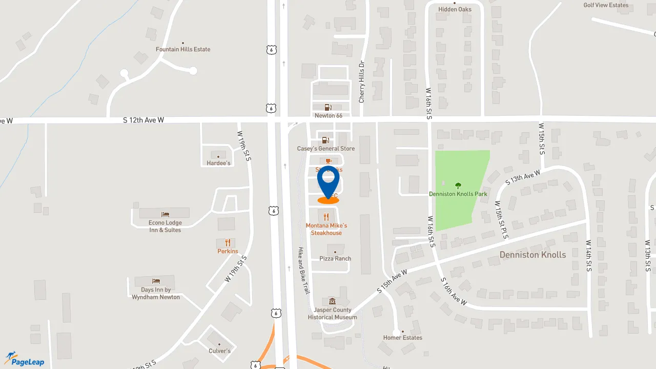 https://pageleap.com map showing location of KFC in Newton.