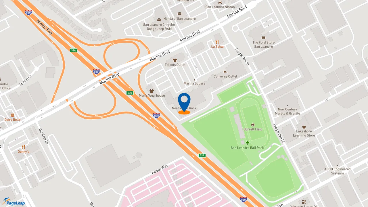 https://pageleap.com map showing location of La Salsa in San Leandro.