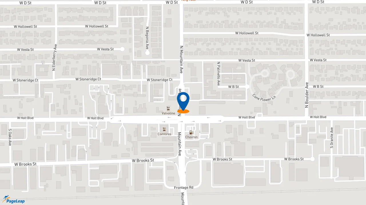 https://pageleap.com map showing location of La Victoria Tacos y Mariscos Restaurante in Ontario.