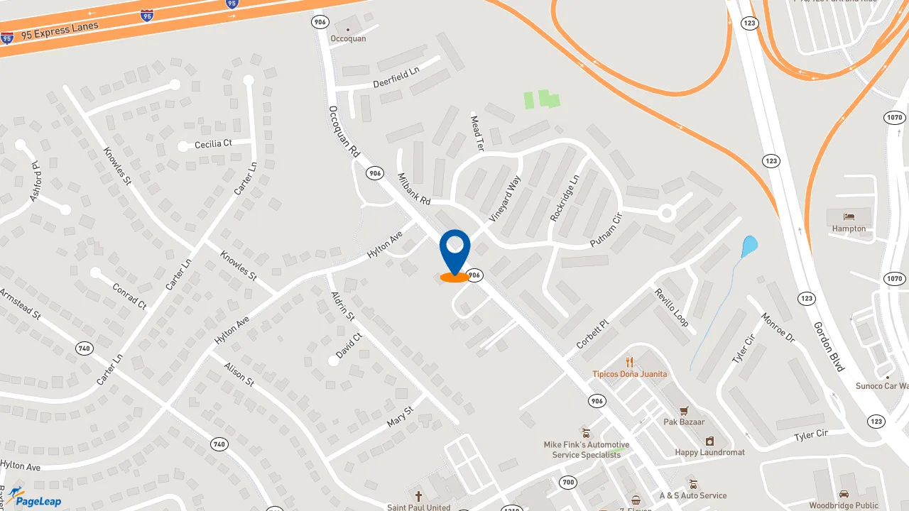 https://pageleap.com map showing location of Lake-Wood Auto Service in Woodbridge.