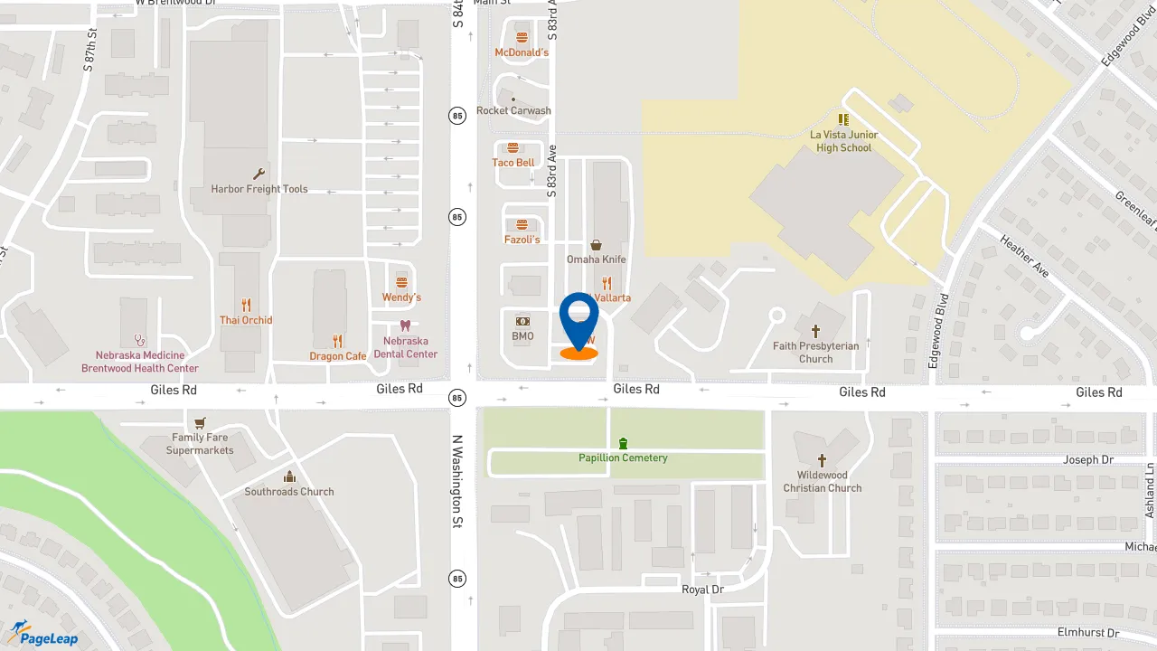 https://pageleap.com map showing location of Long John Silver&#039;s | A&amp;W in La Vista.