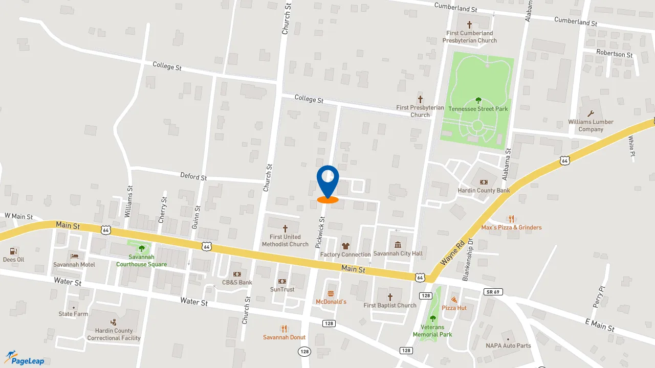 https://pageleap.com map showing location of Long John Silver&#039;s | A&amp;W in Savannah.