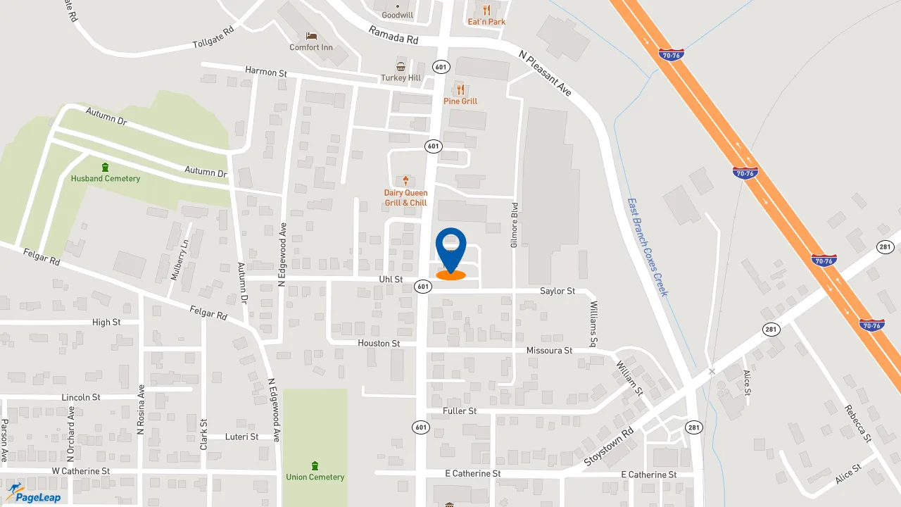 https://pageleap.com map showing location of Long John Silver&#039;s | KFC in Somerset.