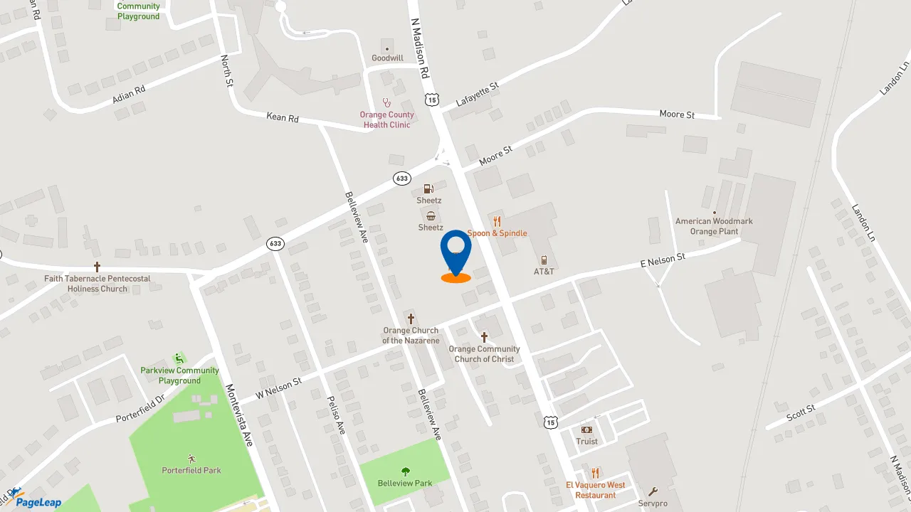 https://pageleap.com map showing location of Long John Silver&#039;s | KFC in Orange.