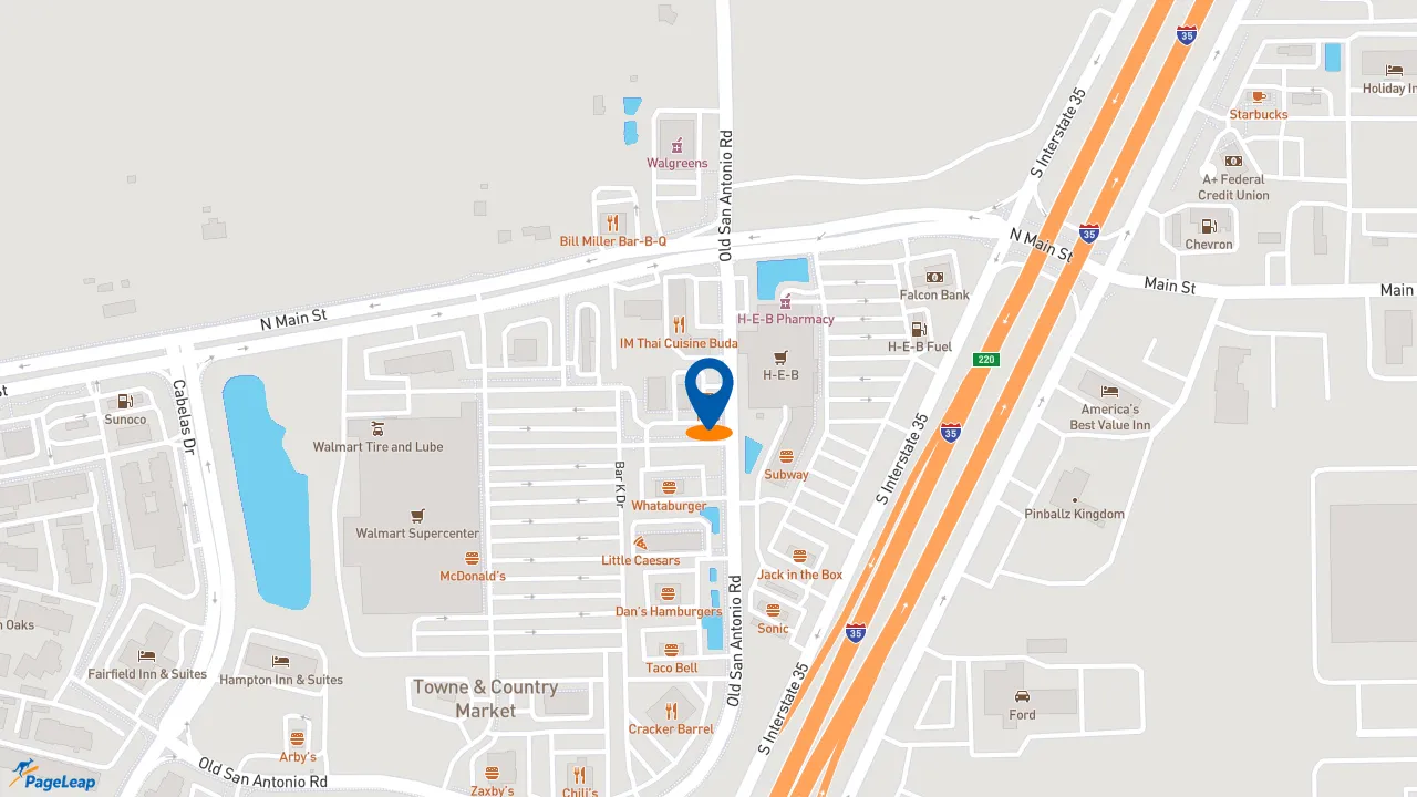 https://pageleap.com map showing location of Long John Silver&#039;s | KFC in Buda.
