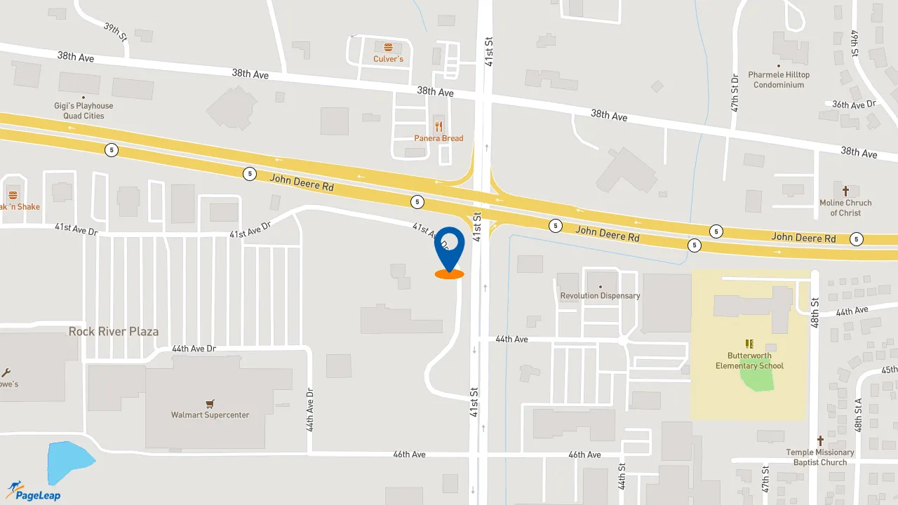 https://pageleap.com map showing location of McAlister&#039;s Deli in Moline.