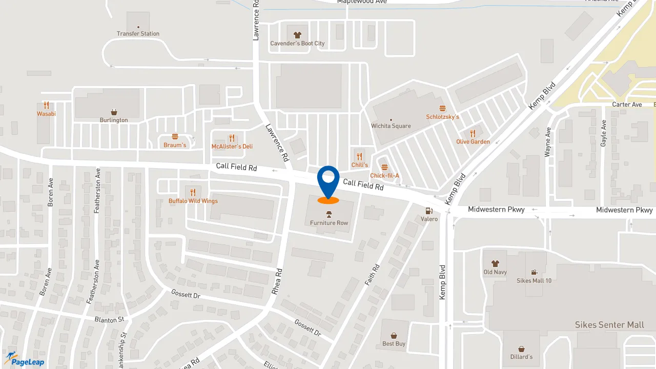 https://pageleap.com map showing location of McAlister&#039;s Deli in Wichita Falls.