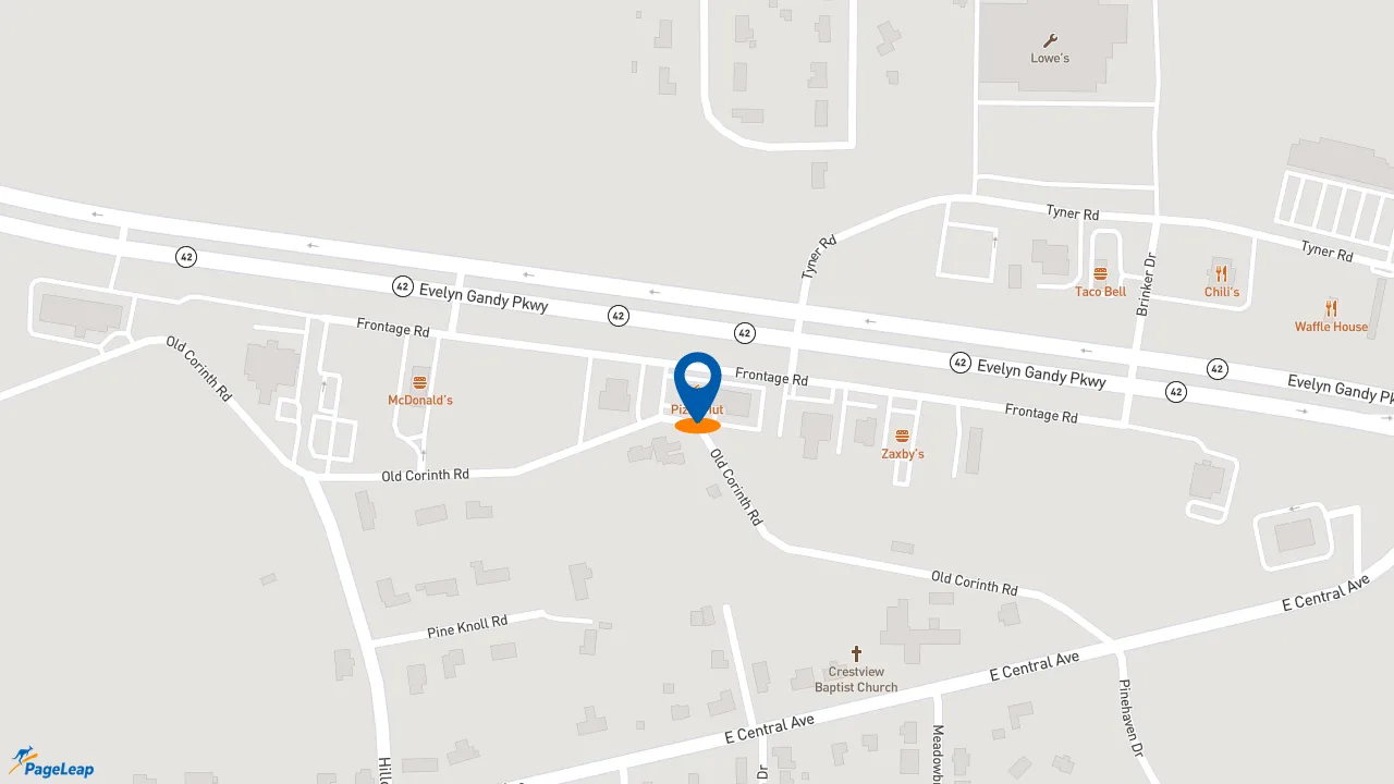 https://pageleap.com map showing location of McAlister&#039;s Deli in Petal.