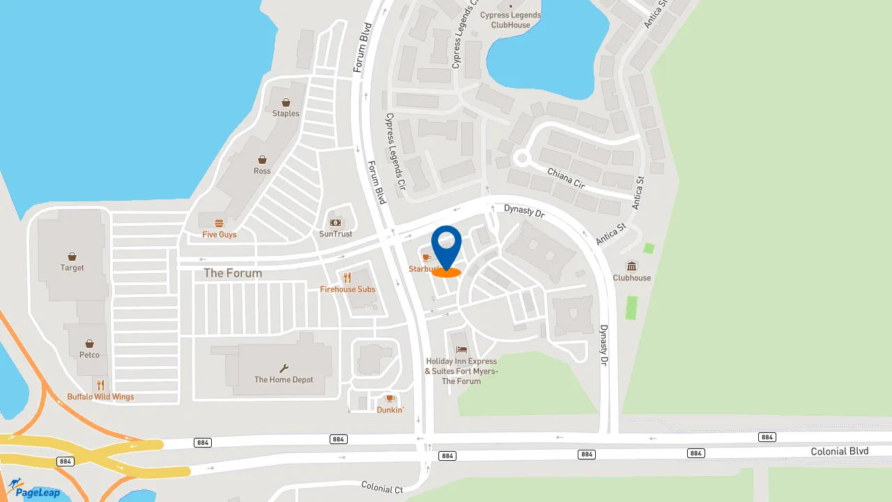 https://pageleap.com map showing location of McAlister&#039;s Deli in Fort Myers.