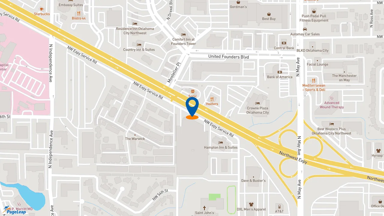 https://pageleap.com map showing location of McAlister&#039;s Deli in Oklahoma City.