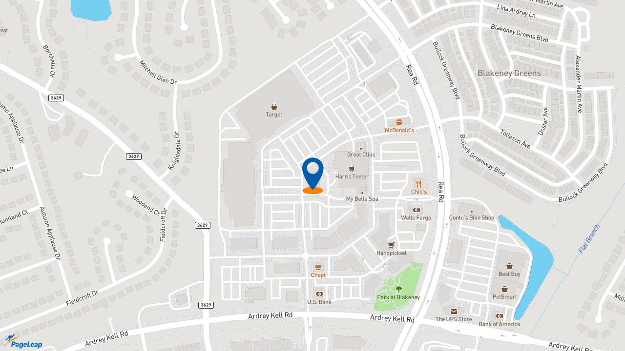 https://pageleap.com map showing location of McAlister&#039;s Deli in Charlotte.