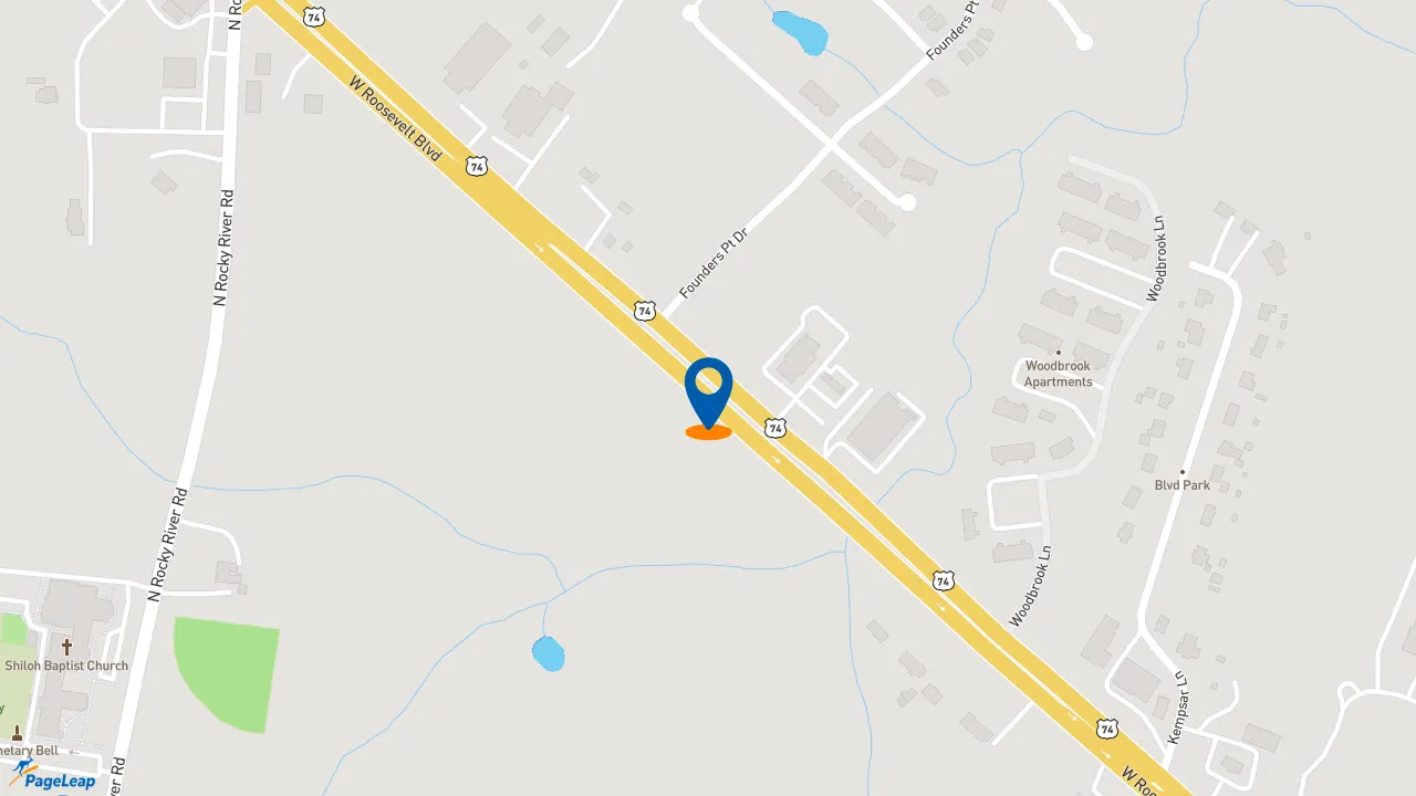 https://pageleap.com map showing location of McAlister&#039;s Deli in Monroe.