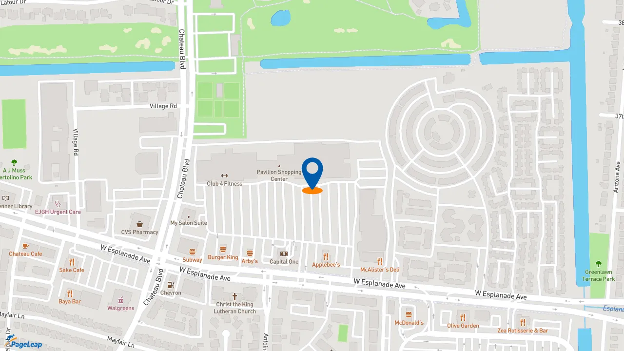 https://pageleap.com map showing location of McAlister&#039;s Deli in Kenner.