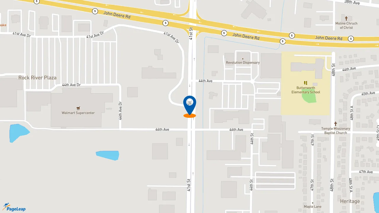 https://pageleap.com map showing location of McDonald&#039;s in Moline.