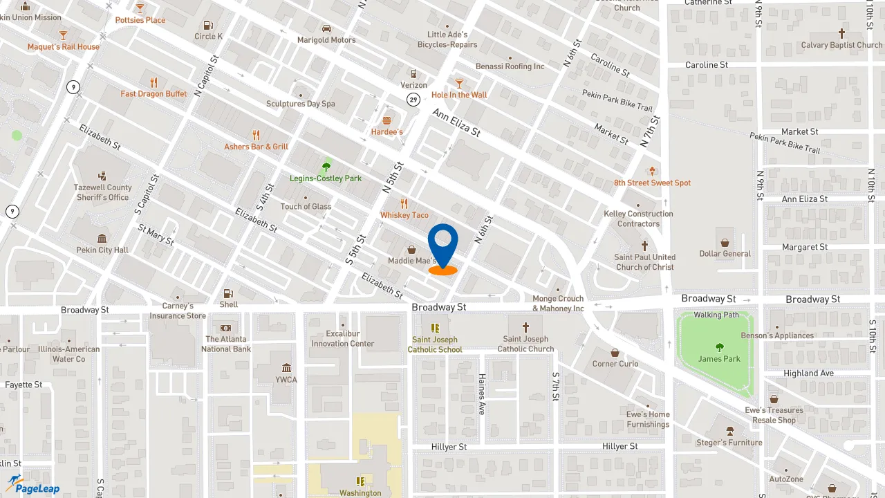 https://pageleap.com map showing location of McDonald&#039;s in Pekin.