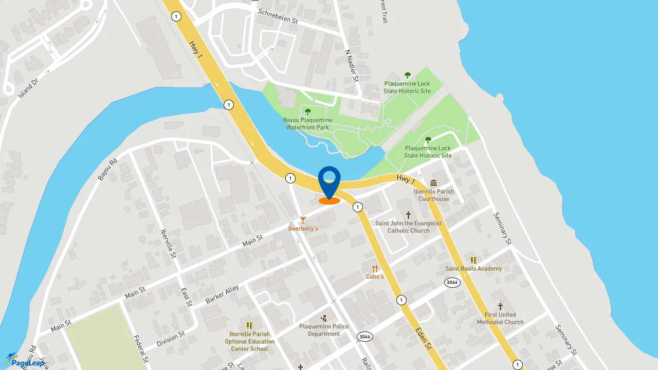 https://pageleap.com map showing location of McDonald&#039;s in Plaquemine.