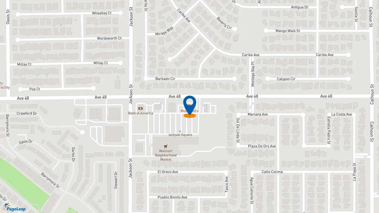 https://pageleap.com map showing location of McDonald&#039;s in Coachella.