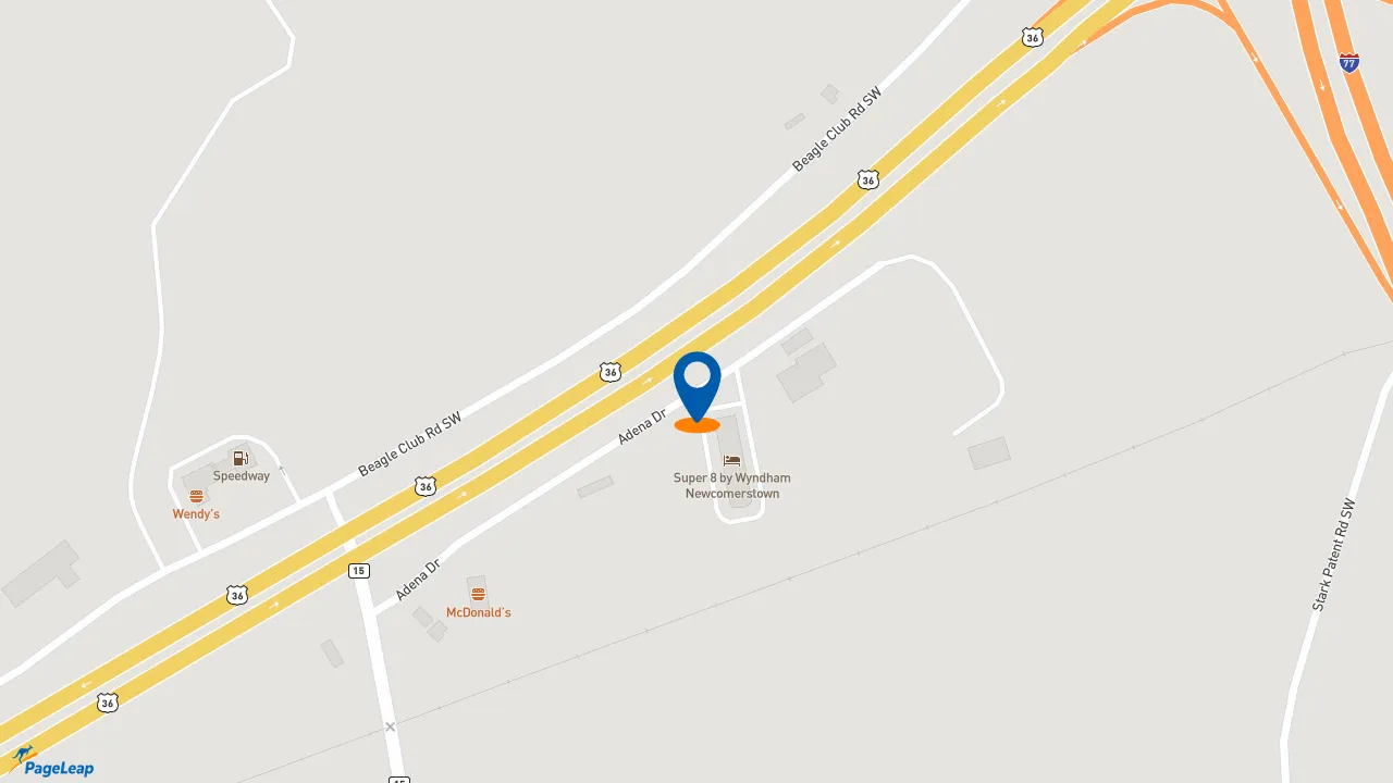https://pageleap.com map showing location of McDonald&#039;s in Newcomerstown.